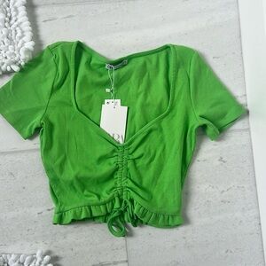 Zara Green Ruched Crop Top